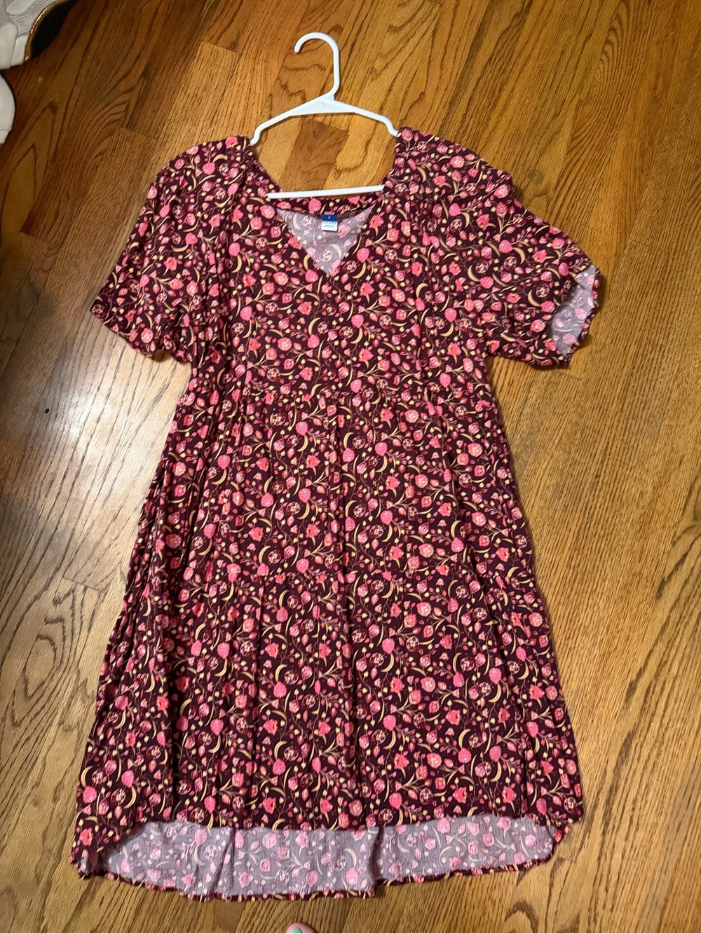 Old Navy Large Pink Floral V-Neck Midi Dress